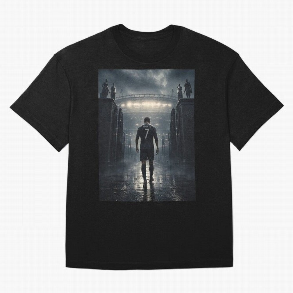 CR7 Entering a Stadium Legend Oversized T-Shirt Carry the Dream of FIFA World Cup 2026 USA Canada Mexico Celebrating Neymar, Brazil, Portugal and Argentina Energy, Worldwide Fan Energy, Dramatic Goals, Stadium Lights and Championship Celebrations;
