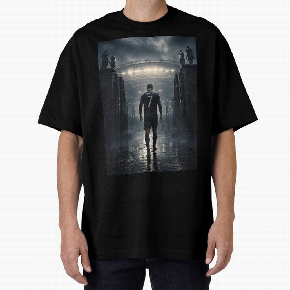 CR7 Entering a Stadium Legend Oversized T-Shirt Carry the Dream of FIFA World Cup 2026 USA Canada Mexico Celebrating Neymar, Brazil, Portugal and Argentina Energy, Worldwide Fan Energy, Dramatic Goals, Stadium Lights and Championship Celebrations;