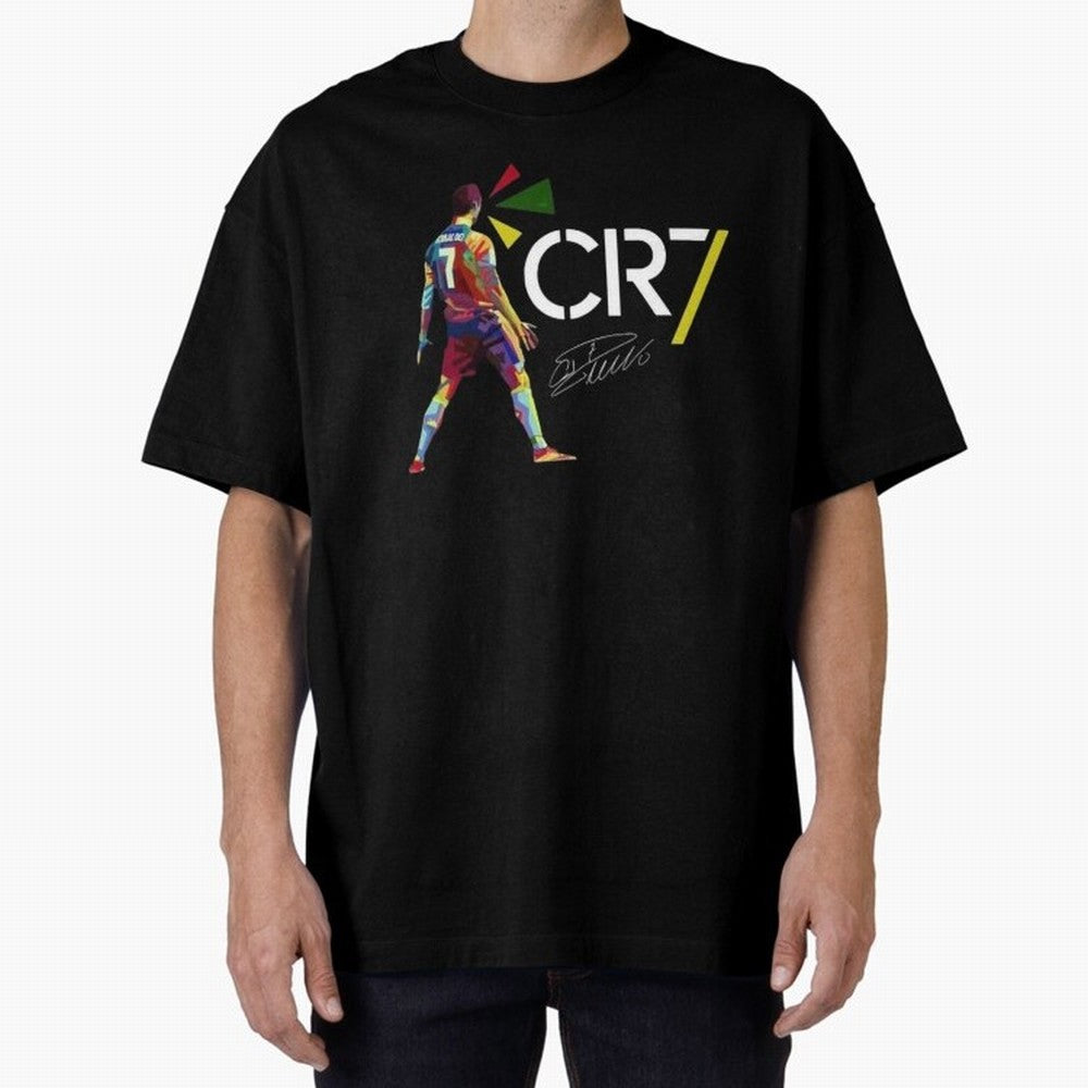 Cr7 Cristiano Ronaldo Signature Oversized T-Shirt Join Supporters Worldwide for FIFA World Cup 2026 USA Canada Mexico for Fans of CR7 and Messi and England, Bringing Goal Celebration Energy, Supporter Heritage, Football Icons and Worldwide