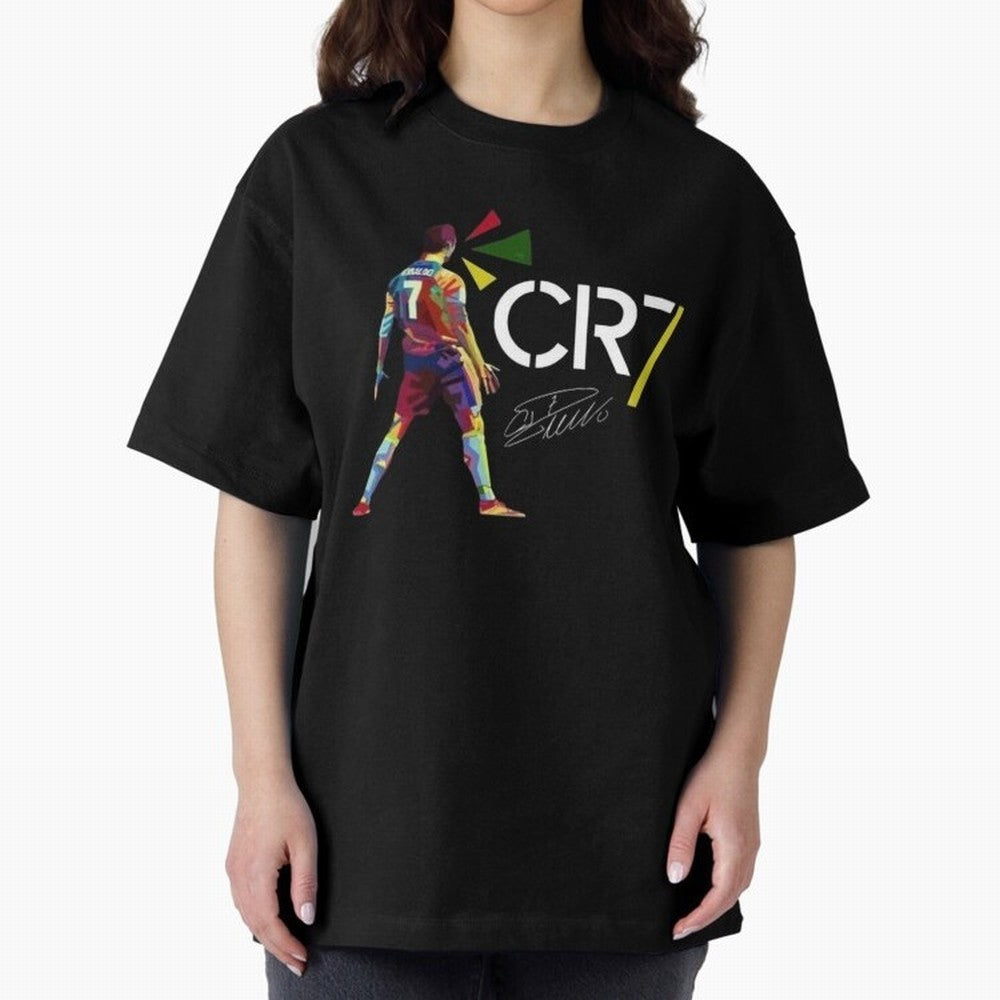 Cr7 Cristiano Ronaldo Signature Oversized T-Shirt Join Supporters Worldwide for FIFA World Cup 2026 USA Canada Mexico for Fans of CR7 and Messi and England, Bringing Goal Celebration Energy, Supporter Heritage, Football Icons and Worldwide