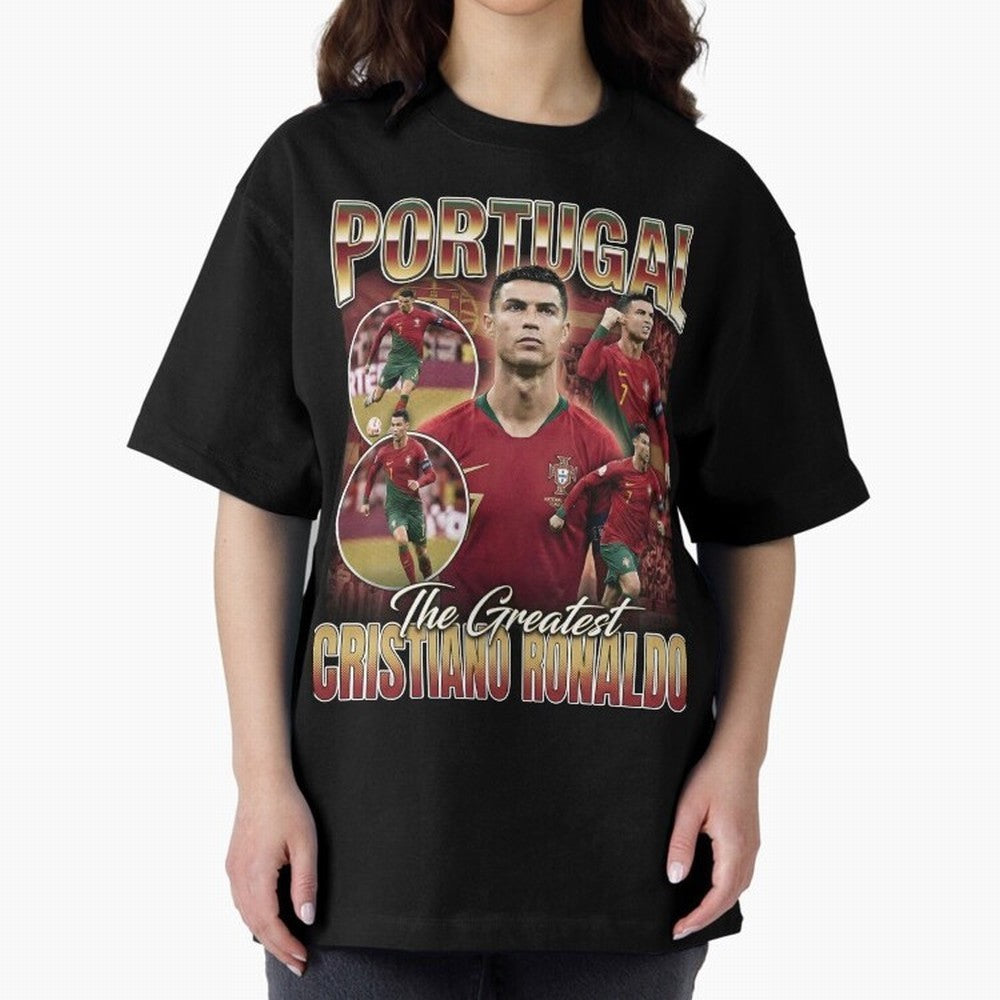 Cristiano Ronaldo Portugal Vintage Oversized T-Shirt Celebrate Soccer Greatness during the FIFA World Cup 2026 Group Stage Journey through Neymar Highlights, England and Germany Pride, Stadium Memories, Football Loyalty, International Chants and