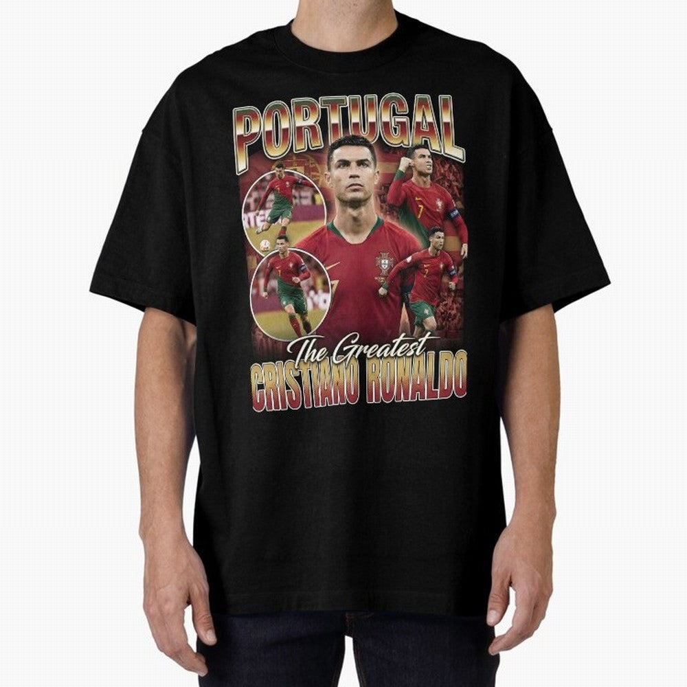 Cristiano Ronaldo Portugal Vintage Oversized T-Shirt Celebrate Soccer Greatness during the FIFA World Cup 2026 Group Stage Journey through Neymar Highlights, England and Germany Pride, Stadium Memories, Football Loyalty, International Chants and