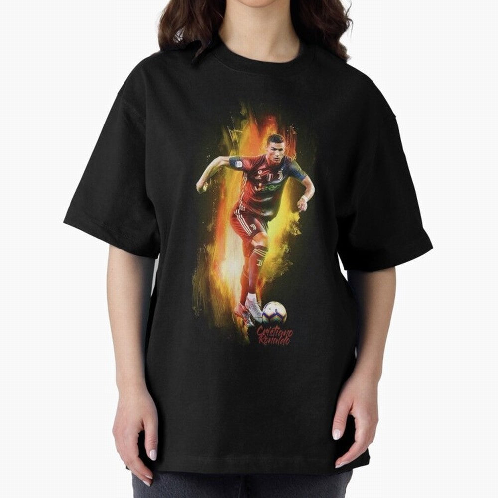 Ronaldo Wallpaper Oversized T-Shirt Remember Iconic Moments from FIFA World Cup 2026 USA Canada Mexico Featuring Cristiano Ronaldo, Argentina Energy, Football Passion, Legendary Performances, Festival Vibes and Supporter Community; Built for