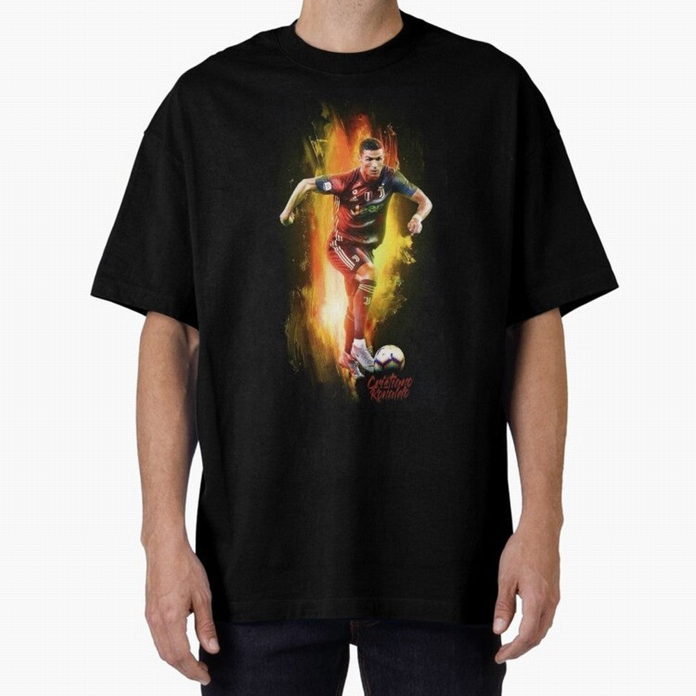 Ronaldo Wallpaper Oversized T-Shirt Remember Iconic Moments from FIFA World Cup 2026 USA Canada Mexico Featuring Cristiano Ronaldo, Argentina Energy, Football Passion, Legendary Performances, Festival Vibes and Supporter Community; Built for
