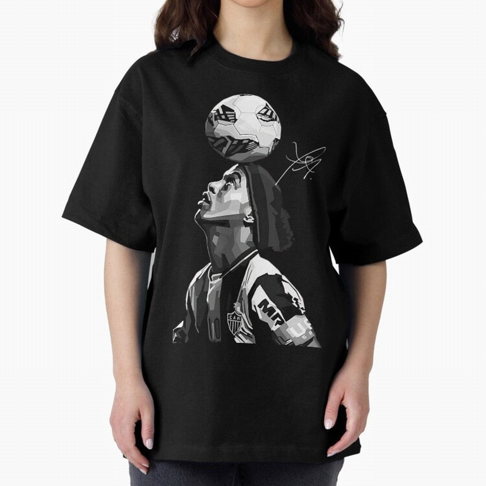 Ronaldinho - black white Oversized T-Shirt Capture Stadium Memories from Match Day Hype around FIFA World Cup 2026 USA Canada Mexico, Neymar, Haaland and Cristiano Ronaldo, France and Portugal, Global Supporter Spirit, Legendary Goals, National