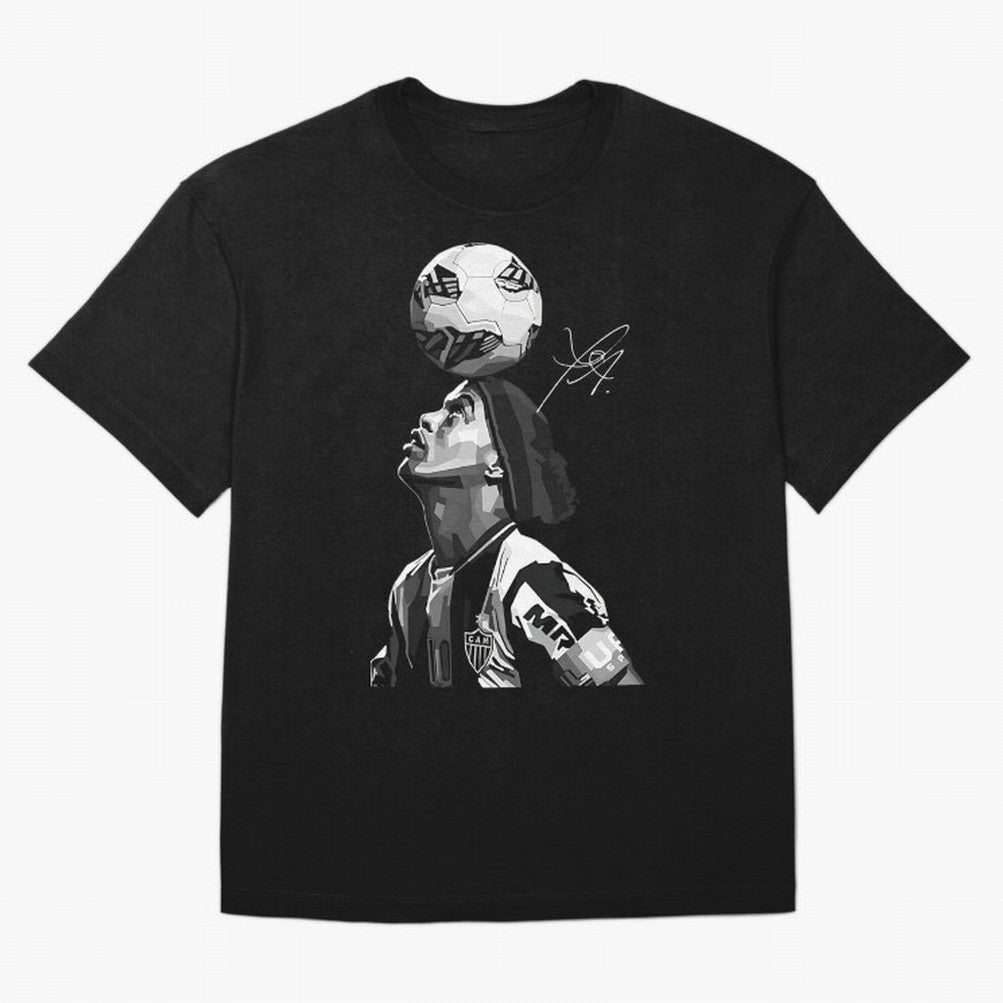 Ronaldinho - black white Oversized T-Shirt Capture Stadium Memories from Match Day Hype around FIFA World Cup 2026 USA Canada Mexico, Neymar, Haaland and Cristiano Ronaldo, France and Portugal, Global Supporter Spirit, Legendary Goals, National