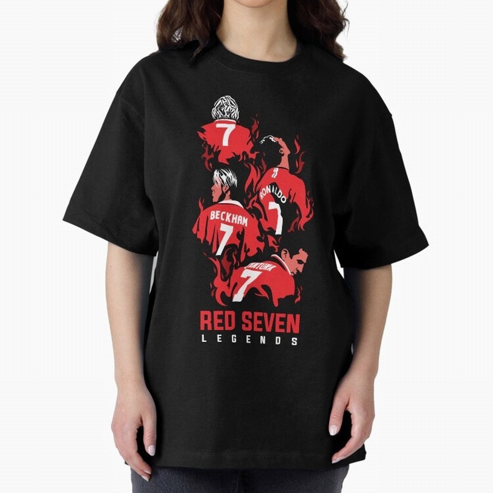 The Red Seven - Man Utd Oversized T-Shirt Represent the Passion of FIFA World Cup 2026 Group Stage Built around Neymar, Brazil Energy, Stadium Memories, Football Loyalty, International Chants and Championship Tradition; Ideal for Fans Who Follow