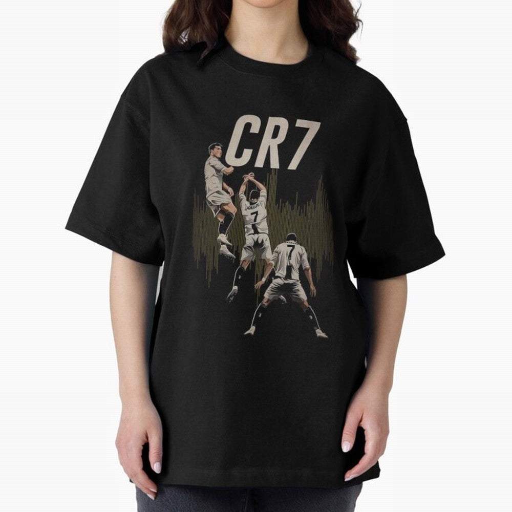 Illustration Ronaldo Design Oversized T-Shirt Support Your Favorite Stars during FIFA World Cup 2026 Group Stage Spirit, with Argentina, CR7, Football History, Final Match Energy, Crowd Noise and Once in a Lifetime Moments; Made for Die Hard