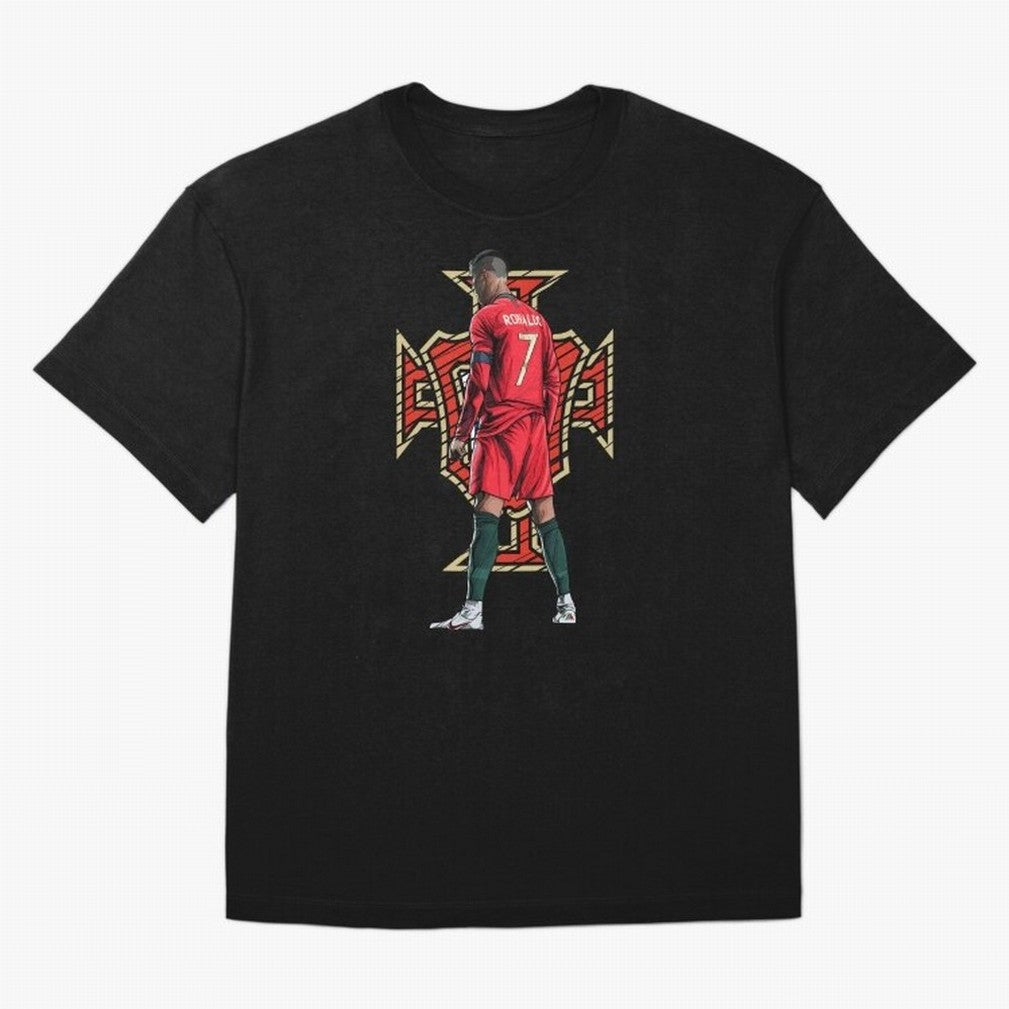 Cristiano Ronaldo Portugal Logo Oversized T-Shirt Represent the Passion of Match Day Hype around FIFA World Cup 2026 USA Canada Mexico, Haaland, Brazil, Classic Soccer Heritage, Championship Pressure, Fan Loyalty and International Pride; Created