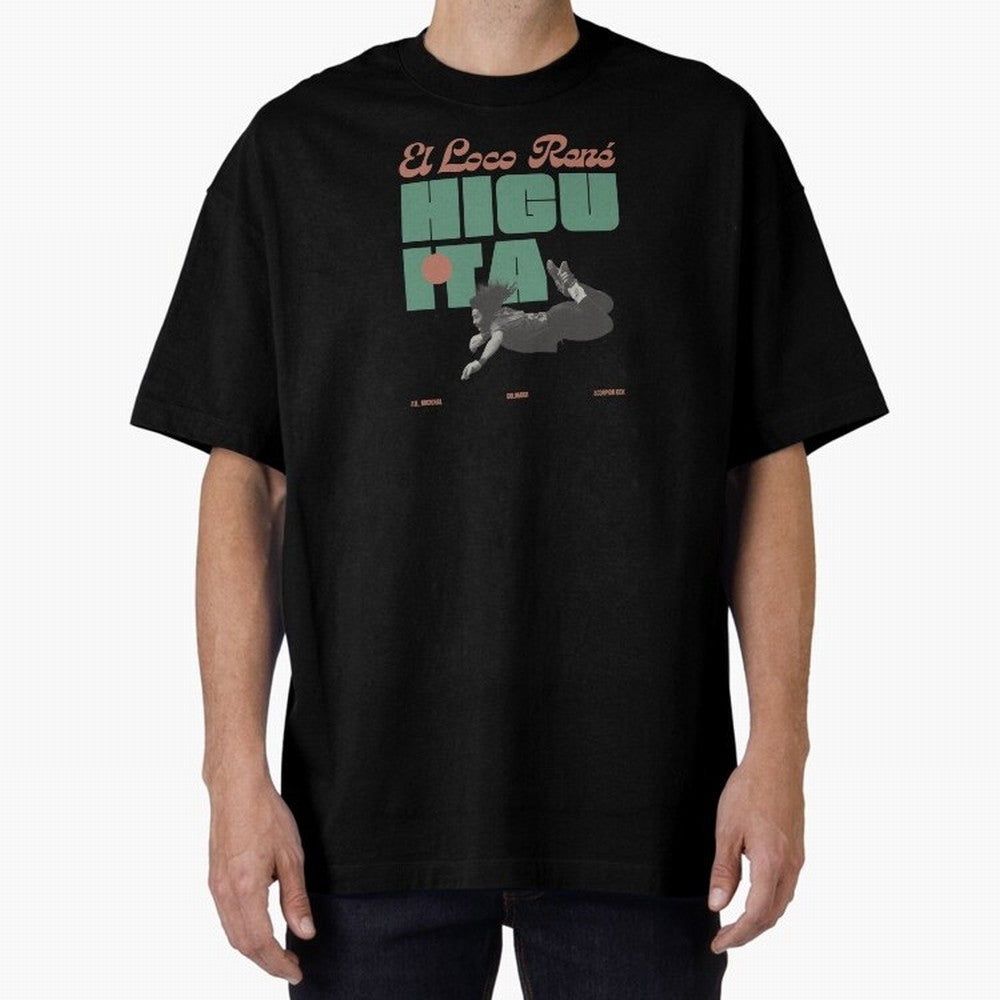 Rene Higuita Minimalist Oversized T-Shirt Bring a Vintage Feel to FIFA World Cup 2026 Featuring Mbappe and Neymar, Portugal, Spain and Germany Energy, Match Day Excitement, Supporter Culture, Golden Goals and Global Football Passion; Ideal for