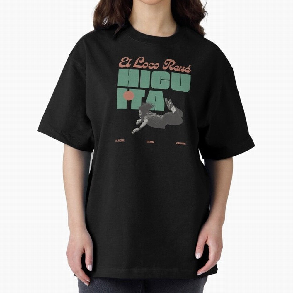 Rene Higuita Minimalist Oversized T-Shirt Bring a Vintage Feel to FIFA World Cup 2026 Featuring Mbappe and Neymar, Portugal, Spain and Germany Energy, Match Day Excitement, Supporter Culture, Golden Goals and Global Football Passion; Ideal for