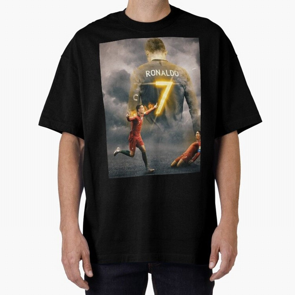 Aesthetic ronaldo poster Oversized T-Shirt Make Your Look Match the FIFA World Cup 2026 Journey through Mbappe and Neymar Highlights, France Pride, Retro Football Energy, Iconic Rivalries, Trophy Chase Drama and Stadium Atmosphere; Made for