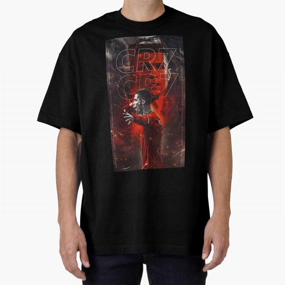 Cristiano Ronaldo Art Oversized T-Shirt Celebrate the Biggest Stage of Match Day Hype around FIFA World Cup 2026, Messi, CR7 and Mbappe, France and Portugal, Tournament Hype, Historic Matchups, Family Viewing Parties and Global Sports Pride;