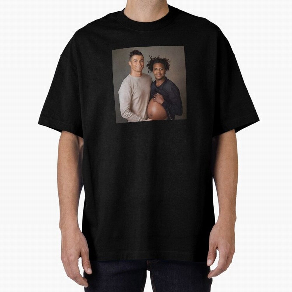 Cristiano Ronaldo and IShowSpeed pregnant. Oversized T-Shirt Join Supporters Worldwide for FIFA World Cup 2026 for Fans of Messi, Neymar and Mbappe and Argentina, France and Brazil, Bringing Champion Mindset, Group Stage Buzz, Knockout Tension and