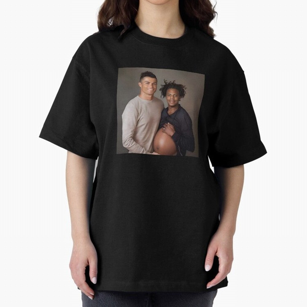 Cristiano Ronaldo and IShowSpeed pregnant. Oversized T-Shirt Join Supporters Worldwide for FIFA World Cup 2026 for Fans of Messi, Neymar and Mbappe and Argentina, France and Brazil, Bringing Champion Mindset, Group Stage Buzz, Knockout Tension and