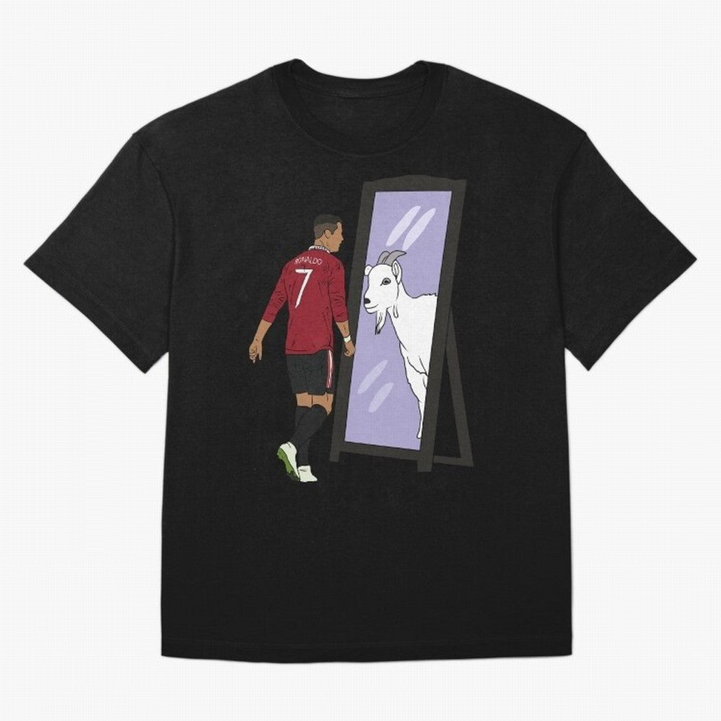 Cristiano Ronaldo Mirror GOAT Oversized T-Shirt Celebrate the Next Chapter of Global Football Passion for FIFA World Cup 2026 Group Stage, Highlighting Cristiano Ronaldo, Haaland and CR7, Argentina, Stadium Chants, National Pride, Trophy Dreams and