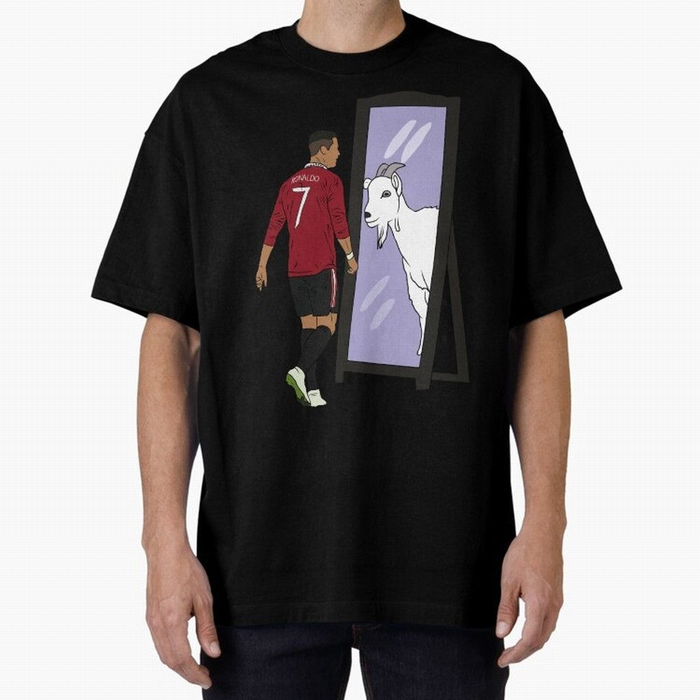 Cristiano Ronaldo Mirror GOAT Oversized T-Shirt Celebrate the Next Chapter of Global Football Passion for FIFA World Cup 2026 Group Stage, Highlighting Cristiano Ronaldo, Haaland and CR7, Argentina, Stadium Chants, National Pride, Trophy Dreams and