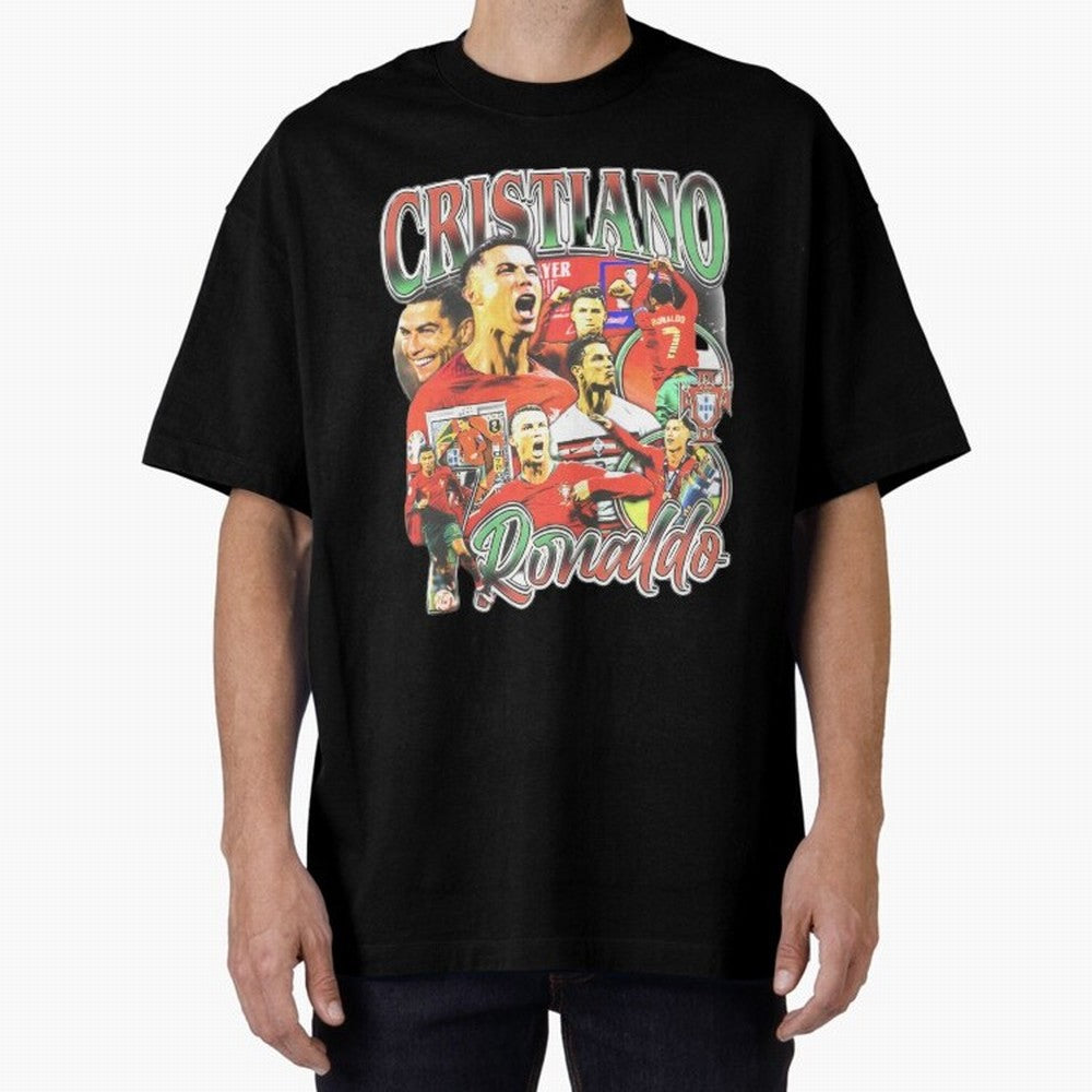Cristiano Ronaldo Graphic Shirt Oversized T-Shirt Live for the Drama of FIFA World Cup 2026 USA Canada Mexico for Fans of Neymar and England, France and Netherlands, Bringing Sports Nostalgia, International Competition, Famous Players and