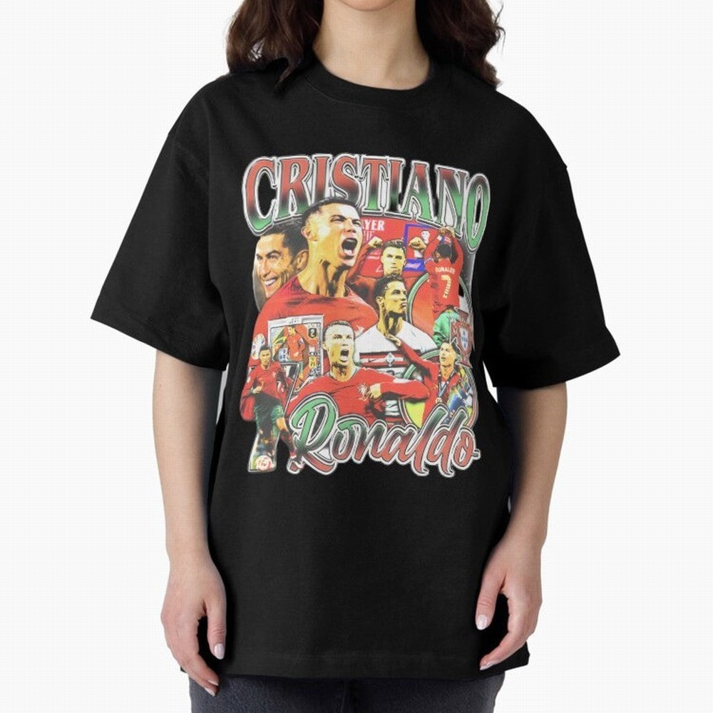 Cristiano Ronaldo Graphic Shirt Oversized T-Shirt Live for the Drama of FIFA World Cup 2026 USA Canada Mexico for Fans of Neymar and England, France and Netherlands, Bringing Sports Nostalgia, International Competition, Famous Players and