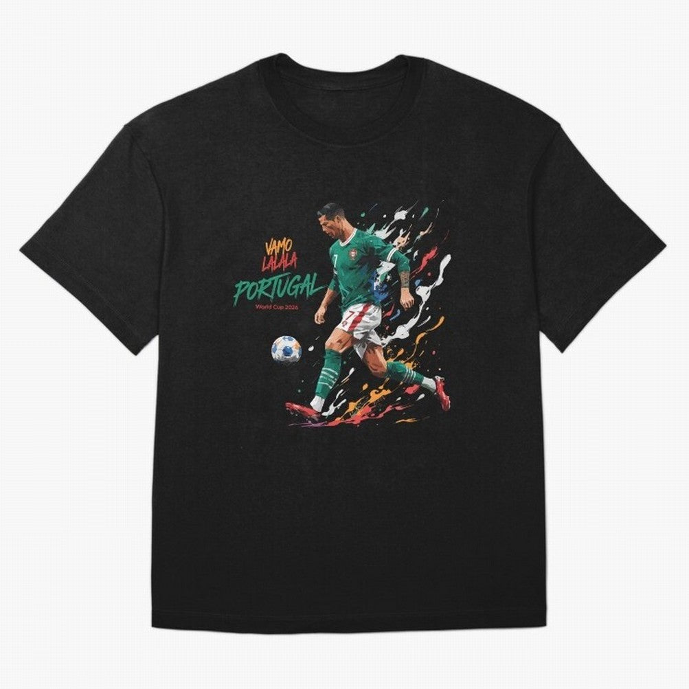 Portugal CR7 Fan World Cup 26 Oversized T-Shirt Celebrate the Road through FIFA World Cup 2026 Filled with Messi, France and Portugal Energy, Football Festival Excitement, Trophy Ambitions, Country Rivalries and Star Player Buzz; Ideal for Football