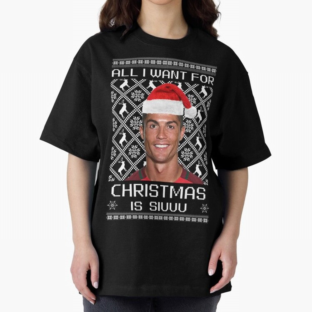 cristiano ronaldo siuuu christmas sweater Oversized T-Shirt Keep the Match Day Mood of FIFA World Cup 2026 USA Canada Mexico Spirit, Made for France, Mbappe and Neymar, Football Passion, Legendary Performances, Festival Vibes and Supporter