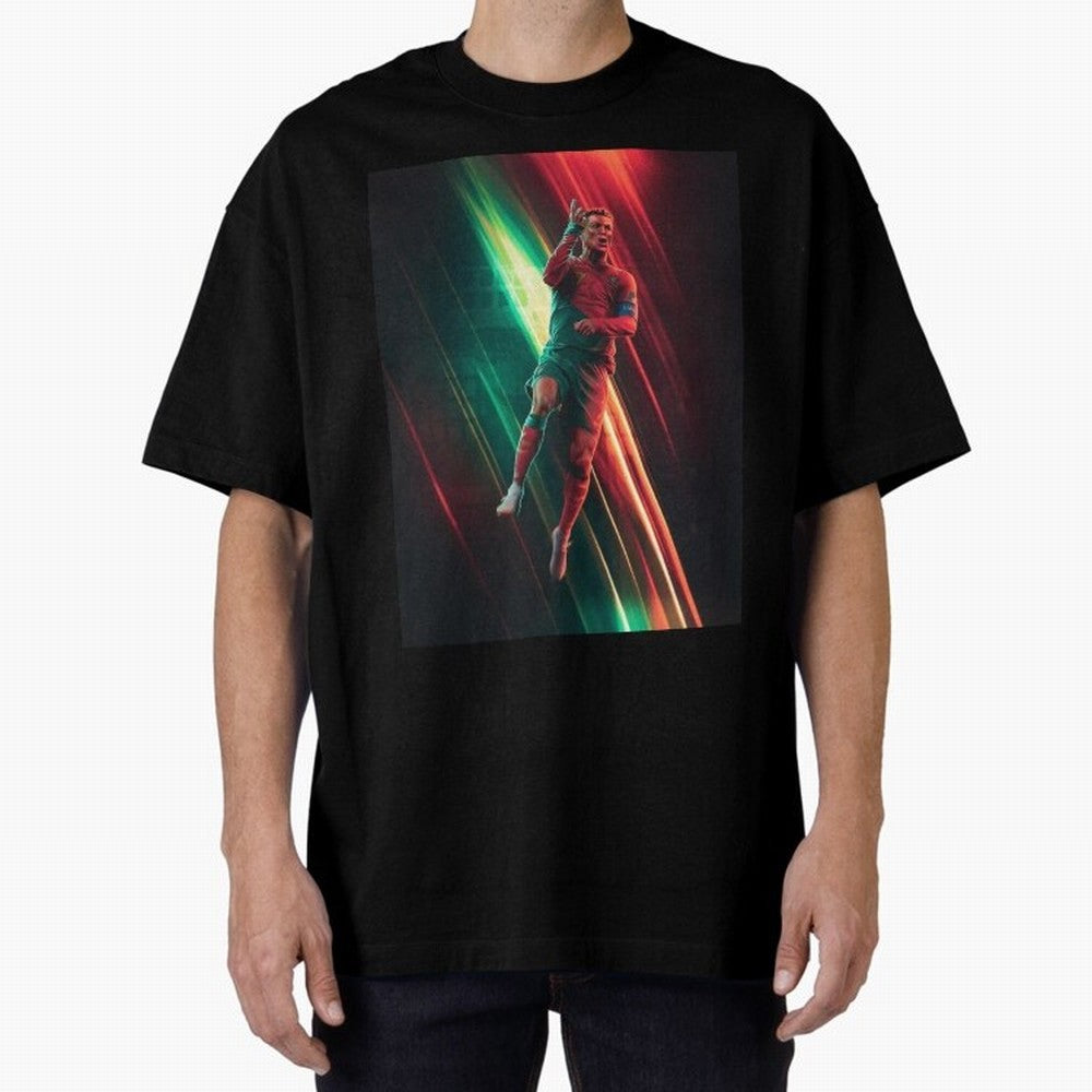 Cristiano Ronaldo Oversized T-Shirt Show Passion for the Stars of FIFA World Cup 2026 USA Canada Mexico Filled with CR7 and Messi, England Energy, Retro Football Energy, Iconic Rivalries, Trophy Chase Drama and Stadium Atmosphere; Ideal for