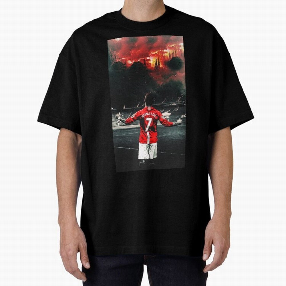 cristiano ronaldo manchester Oversized T-Shirt Follow the Final Road of Global Football Passion for FIFA World Cup 2026 Group Stage, Built around Haaland, Brazil, Vintage Soccer Flavor, Modern Football Stars, National Flags and Final Night Emotion;