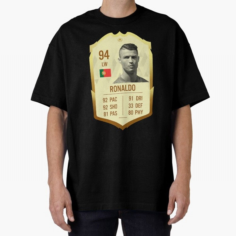Cristiano Ronaldo Ultimate Card Oversized T-Shirt Stand with FIFA World Cup 2026 with Messi, CR7 and Mbappe, England, France and Netherlands Energy, Classic Soccer Heritage, Championship Pressure, Fan Loyalty and International Pride; Perfect for