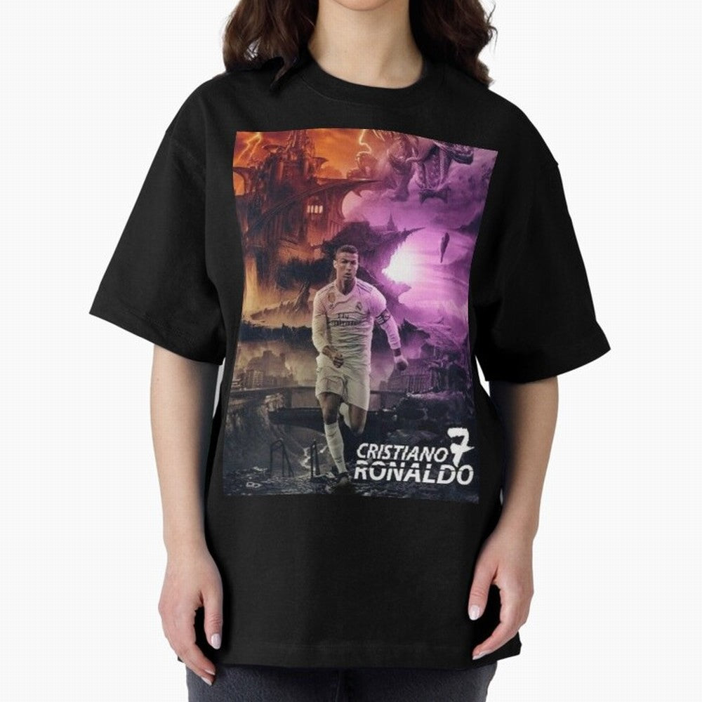 Cristiano Ronaldo | CR7 Design Oversized T-Shirt Treasure FIFA World Cup 2026 USA Canada Mexico Spirit, Featuring France and Portugal, CR7, Stadium Chants, National Pride, Trophy Dreams and Unforgettable Football Memories; Perfect for Fans,