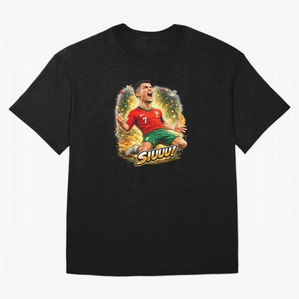CR7 SIUUU Celebration Cartoon ¨C Legendary Football Goal Celebration Oversized T-Shirt Relive Global Football Passion for FIFA World Cup 2026, Capturing Cristiano Ronaldo, Spain and Netherlands, Retro Football Energy, Iconic Rivalries, Trophy Chase
