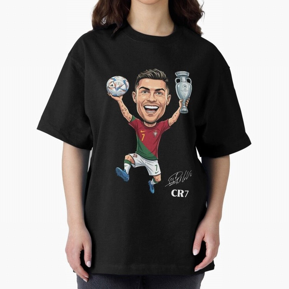 Cristiano Ronaldo Campion Oversized T-Shirt Share Global Football Passion for FIFA World Cup 2026, Featuring Mbappe, Portugal, Spain and Germany, Supporter Pride, Iconic Celebrations, Legendary Names and Global Match Day Energy; Created for Match