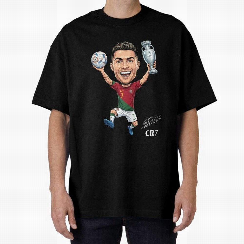 Cristiano Ronaldo Campion Oversized T-Shirt Share Global Football Passion for FIFA World Cup 2026, Featuring Mbappe, Portugal, Spain and Germany, Supporter Pride, Iconic Celebrations, Legendary Names and Global Match Day Energy; Created for Match