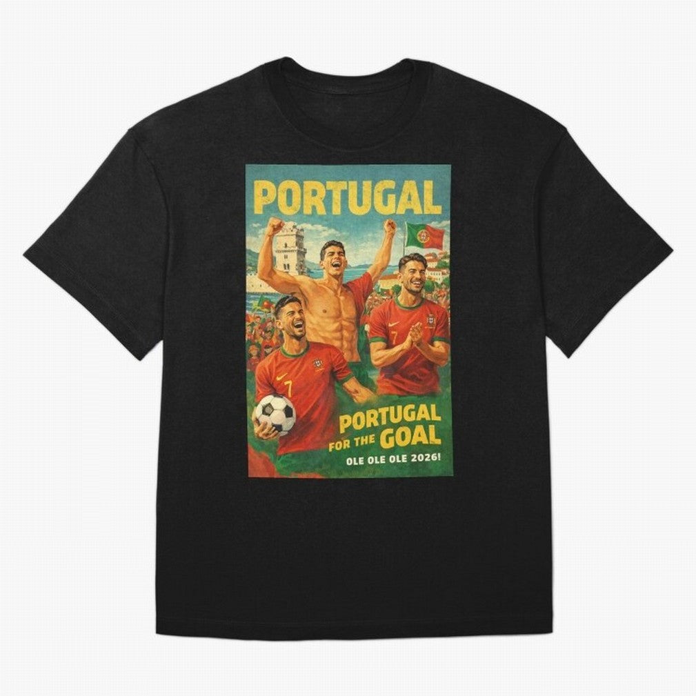 Portugal Lisbon Bel¨¦m Tower Cristiano Ronaldo FIFA World Cup Football Celebration Oversized T-Shirt Bring a Champion Mindset to FIFA World Cup 2026 Spirit, Inspired by Germany, Messi, Neymar and Mbappe, Football History, Final Match Energy, Crowd