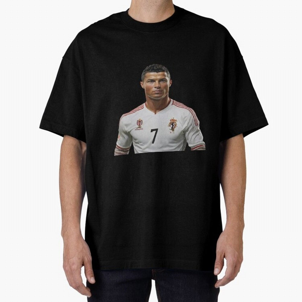 Sticker Ronaldo 2024 Oversized T-Shirt Join the Global Buzz around Global Football Passion for FIFA World Cup 2026 Group Stage, Highlighting Messi, CR7 and Mbappe, Portugal, Spain and Germany, Stadium Chants, National Pride, Trophy Dreams and
