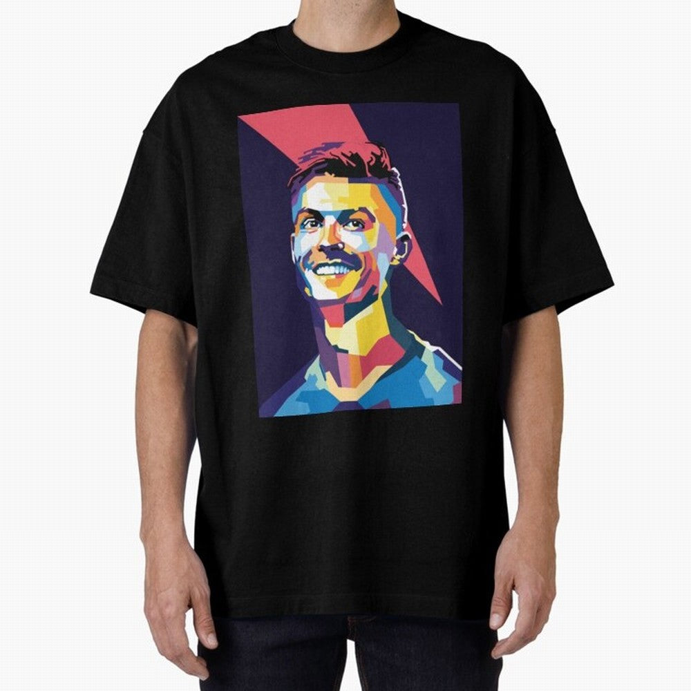 Cristiano Ronaldo Cristiano Ronaldo Oversized T-Shirt Celebrate Fan Culture around Match Day Hype around FIFA World Cup 2026, CR7 and Messi, Argentina and Brazil, Stadium Memories, Football Loyalty, International Chants and Championship Tradition;
