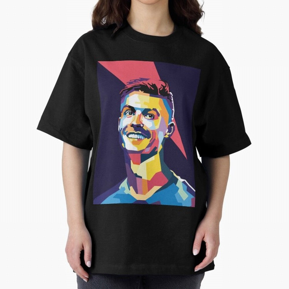 Cristiano Ronaldo Cristiano Ronaldo Oversized T-Shirt Celebrate Fan Culture around Match Day Hype around FIFA World Cup 2026, CR7 and Messi, Argentina and Brazil, Stadium Memories, Football Loyalty, International Chants and Championship Tradition;
