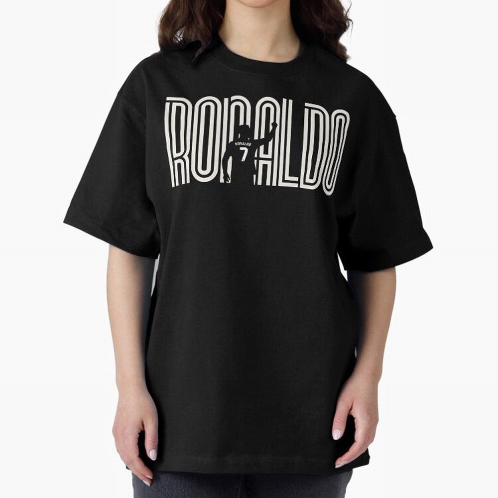 Fan Art - Cristiano Ronaldo (CR7) - Black Edition Oversized T-Shirt Support Global Football Passion for FIFA World Cup 2026, Driven by Haaland and Mbappe, Argentina, France and Brazil, Soccer Culture, Superstar Moments, National Team Dreams and