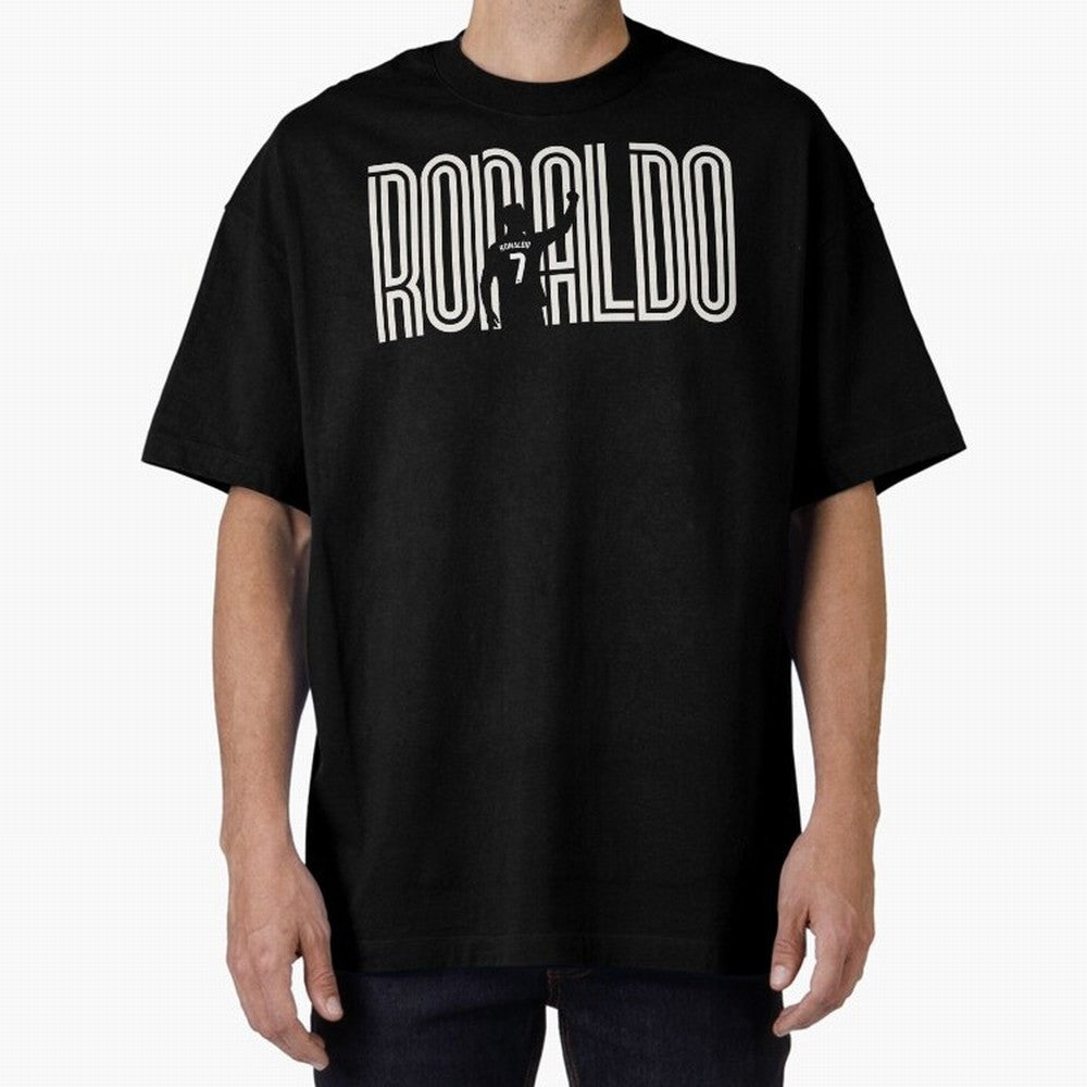 Fan Art - Cristiano Ronaldo (CR7) - Black Edition Oversized T-Shirt Support Global Football Passion for FIFA World Cup 2026, Driven by Haaland and Mbappe, Argentina, France and Brazil, Soccer Culture, Superstar Moments, National Team Dreams and