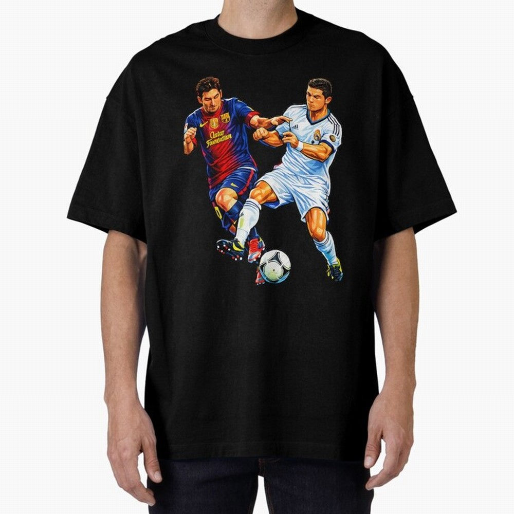 2 GOATS Oversized T-Shirt Follow Every Goal of Global Football Passion for FIFA World Cup 2026 Group Stage, with Cristiano Ronaldo, Haaland and CR7, England, Tournament Hype, Historic Matchups, Family Viewing Parties and Global Sports Pride; Made