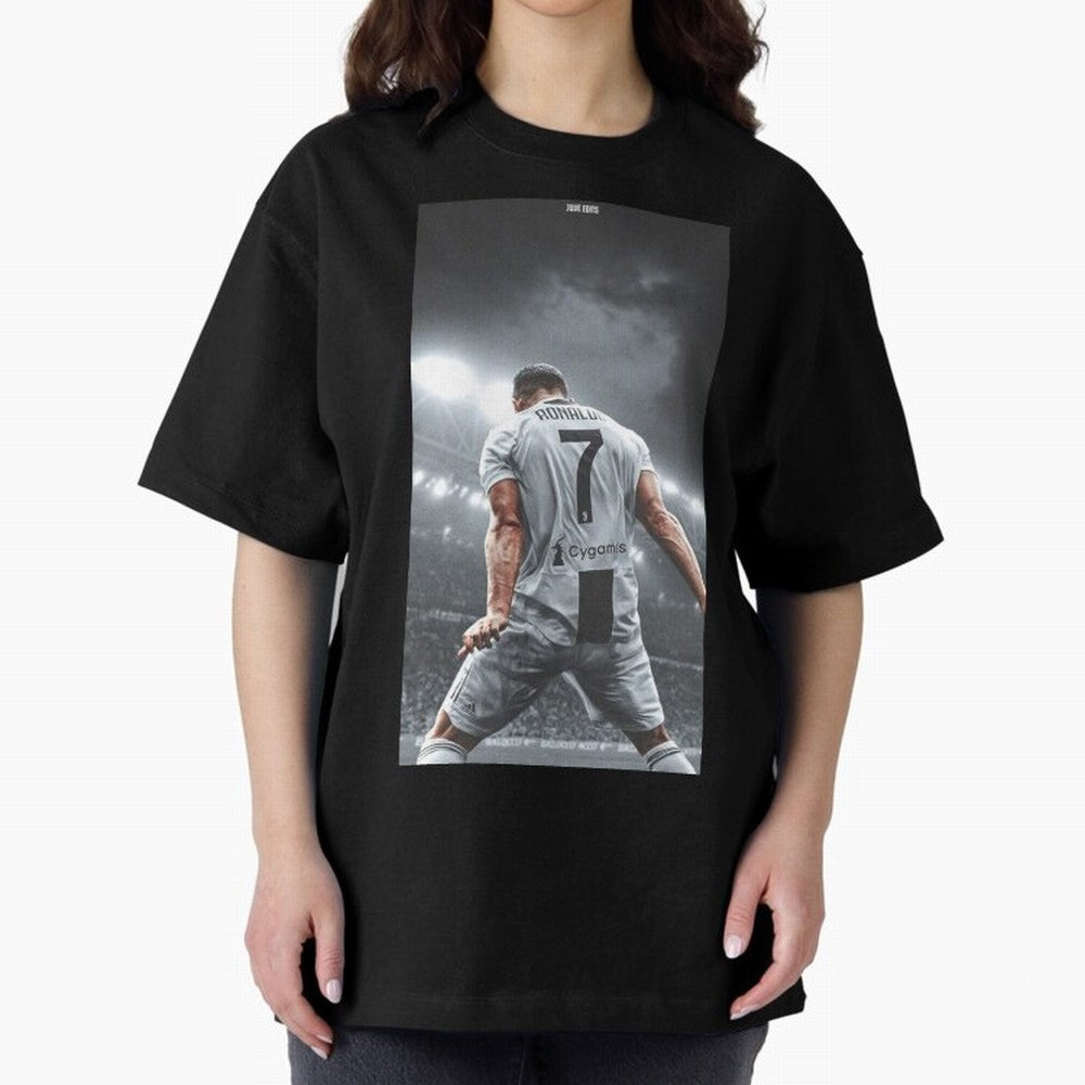 Cristiano Ronaldo Fantastic Oversized T-Shirt Represent Football Lovers during Global Football Passion for FIFA World Cup 2026 Group Stage, Centered on Haaland and Mbappe, Argentina and Brazil, Classic Soccer Heritage, Championship Pressure, Fan