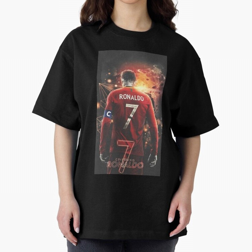 At Back Oversized T-Shirt Show Fan Pride Across the FIFA World Cup 2026 Journey through Cristiano Ronaldo Highlights, Spain Pride, Retro Football Energy, Iconic Rivalries, Trophy Chase Drama and Stadium Atmosphere; Built for Supporters Chasing