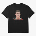 Cristiano Ronaldo T-Shirt Big Face Young Ronaldo Graphic Tee Oversized T-Shirt Keep the Match Day Mood of FIFA World Cup 2026 USA Canada Mexico Spirit, Celebrating Portugal, Spain and Germany, Haaland and Mbappe, Football Festival Excitement,