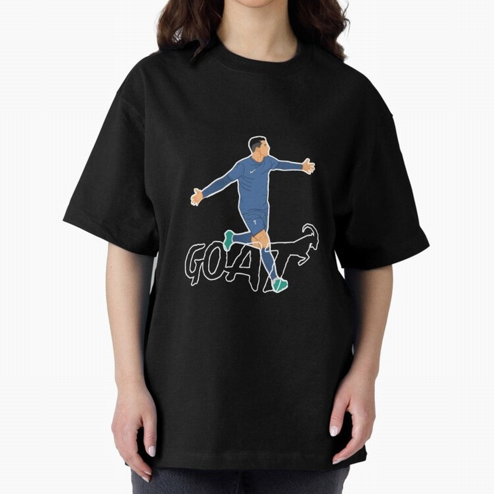 Cristiano Ronaldo - GOAT Oversized T-Shirt Fuel FIFA World Cup 2026 Group Stage for Fans of CR7 and Argentina and Brazil, Bringing Worldwide Fan Energy, Dramatic Goals, Stadium Lights and Championship Celebrations; Ideal for Fans Who Follow Messi,