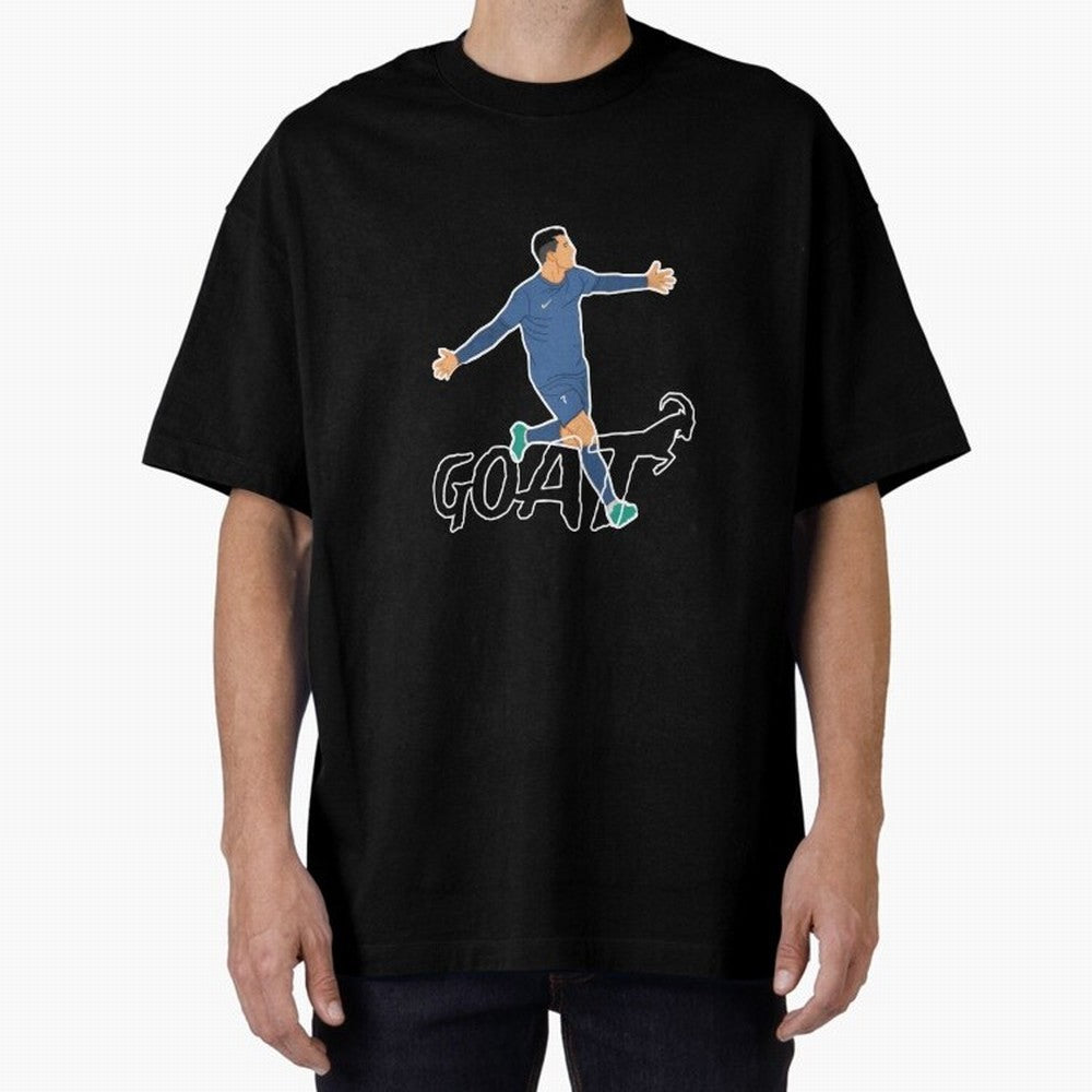 Cristiano Ronaldo - GOAT Oversized T-Shirt Fuel FIFA World Cup 2026 Group Stage for Fans of CR7 and Argentina and Brazil, Bringing Worldwide Fan Energy, Dramatic Goals, Stadium Lights and Championship Celebrations; Ideal for Fans Who Follow Messi,