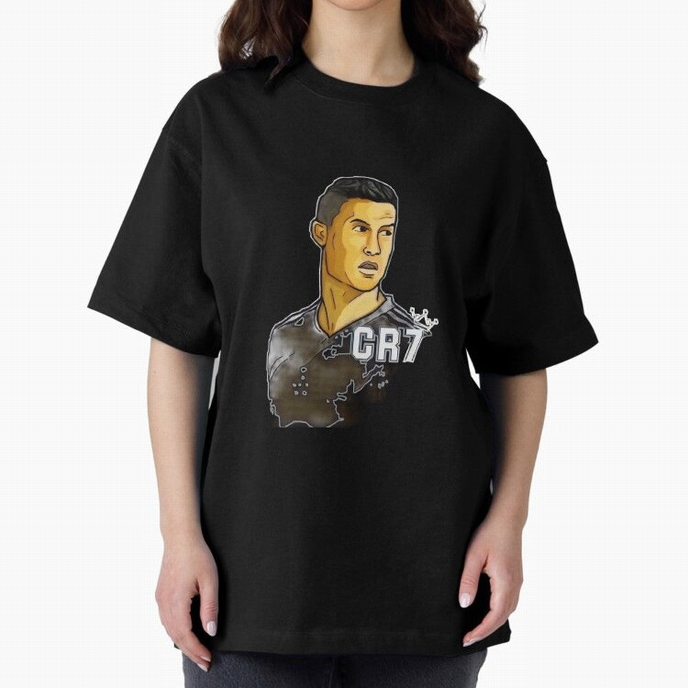Cristiano Ronaldo digital art Oversized T-Shirt Enjoy Global Football Passion for FIFA World Cup 2026 USA Canada Mexico, Driven by Haaland, France and Portugal, Football Passion, Legendary Performances, Festival Vibes and Supporter Community; Ideal