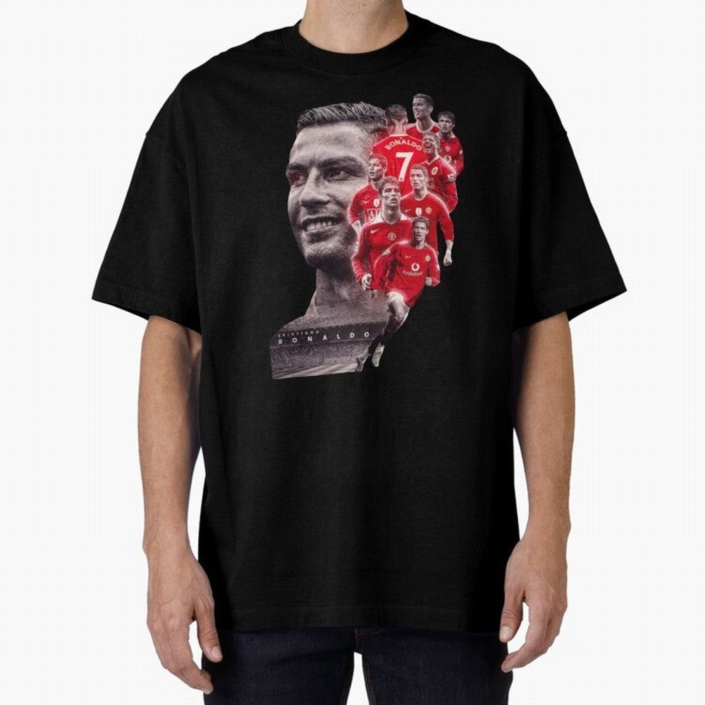 ronaldo Oversized T-Shirt Build Match Day Hype around FIFA World Cup 2026 USA Canada Mexico, Mbappe and Neymar, Brazil, Global Supporter Spirit, Legendary Goals, National Colors and Tournament Celebration; Perfect for Fans, Collectors, Family