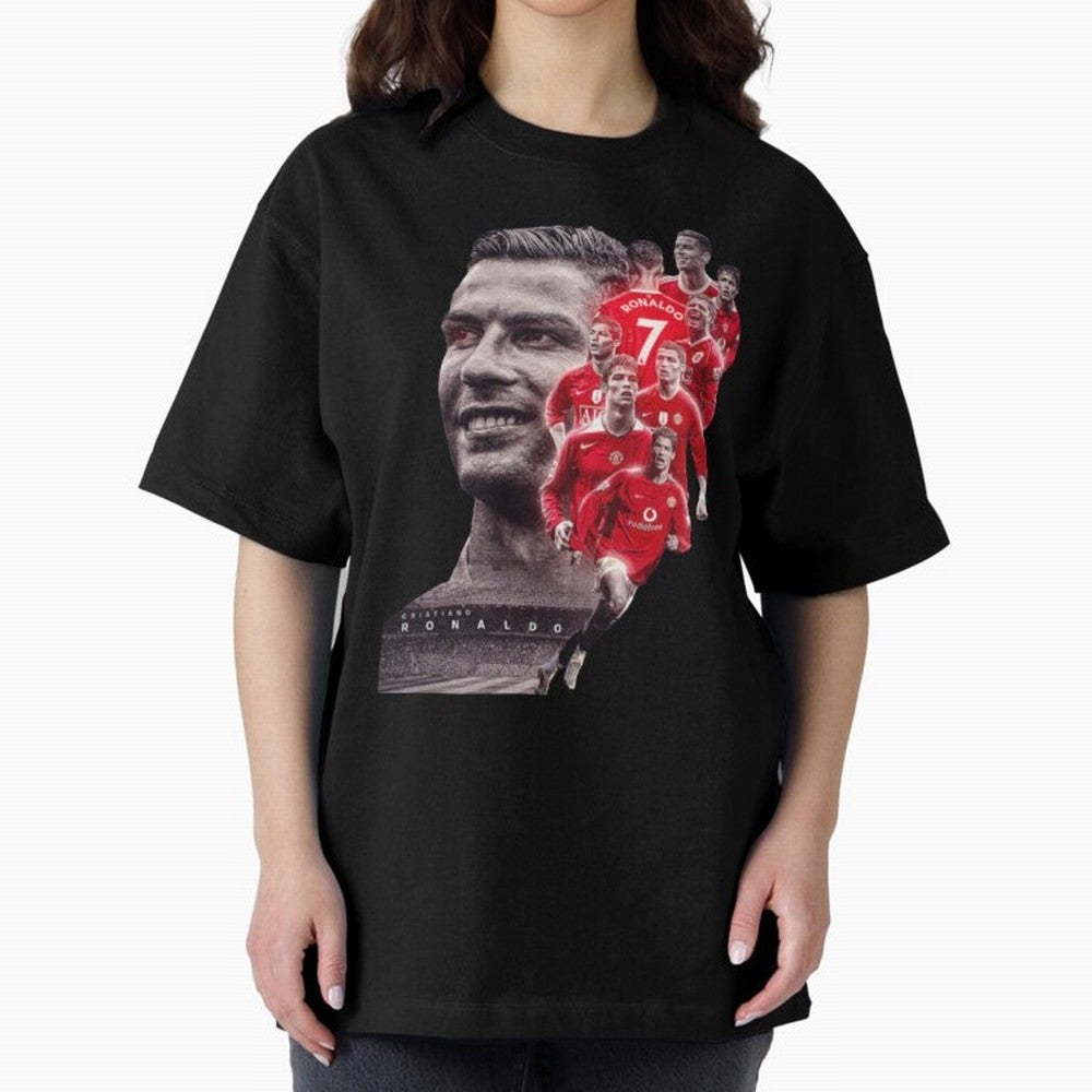 ronaldo Oversized T-Shirt Build Match Day Hype around FIFA World Cup 2026 USA Canada Mexico, Mbappe and Neymar, Brazil, Global Supporter Spirit, Legendary Goals, National Colors and Tournament Celebration; Perfect for Fans, Collectors, Family