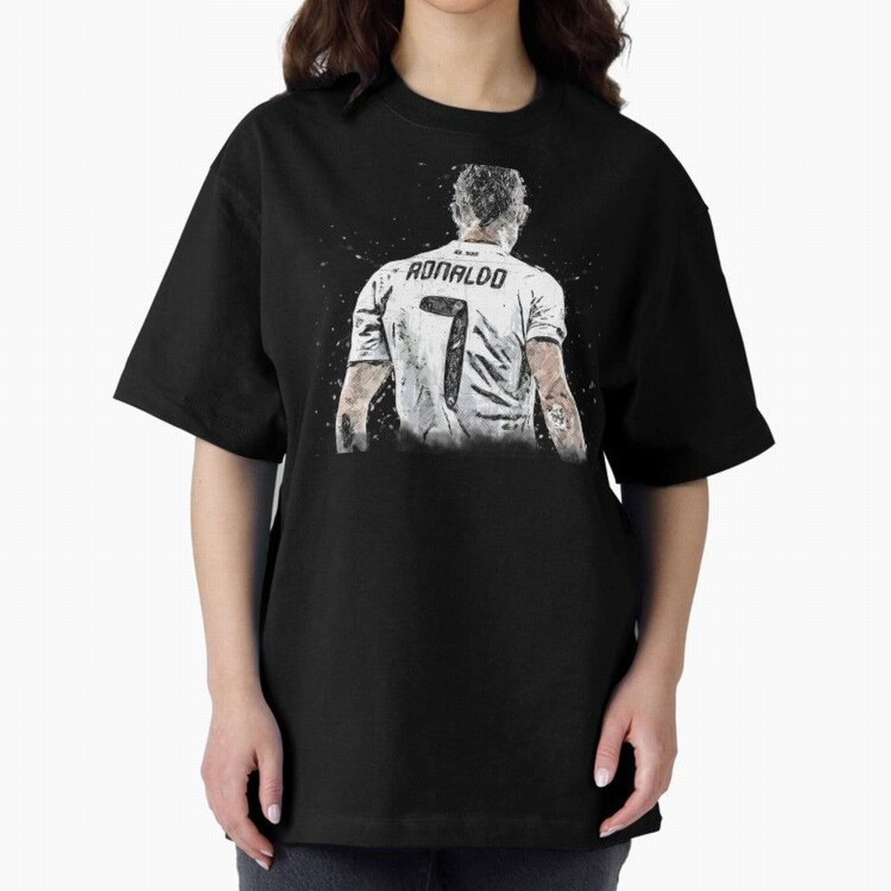 Cristiano Ronaldo Cristiano ronaldo back Oversized T-Shirt Cheer for Global Football Passion for FIFA World Cup 2026 Group Stage, Driven by Haaland, Brazil, Portugal and Argentina, Championship Spirit, Famous Goals, Roaring Crowds and International