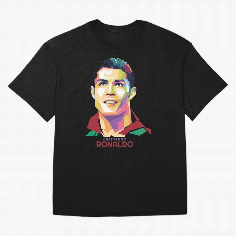 Geometric Celebrity Cristiano Ronaldo Oversized T-Shirt Celebrate Football Dreams Across FIFA World Cup 2026 for Fans of Cristiano Ronaldo, Haaland and CR7 and Argentina and Brazil, Bringing Worldwide Fan Energy, Dramatic Goals, Stadium Lights and