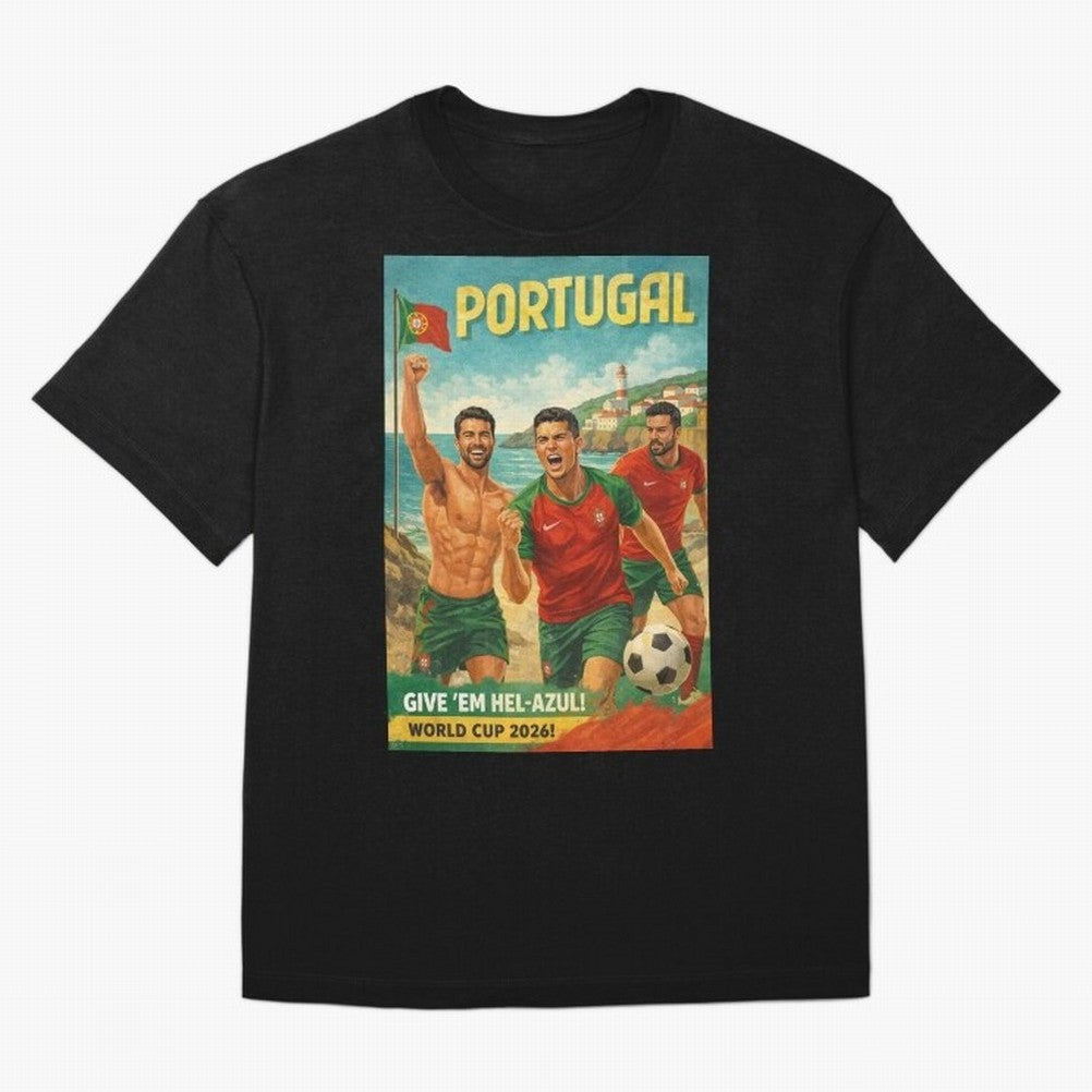 Portugal Hel-Azul Spirit at Cabo da Roca and Bel¨¦m Tower for FIFA World Cup 2026 Oversized T-Shirt Celebrate Every Goal in Global Football Passion for FIFA World Cup 2026, Celebrating Mbappe and Neymar, Germany, Game Day Rituals, Football Legends,